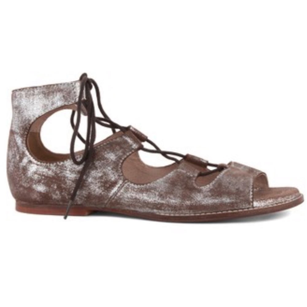 SEYCHELLES pewter leather open toe sandal size 10
